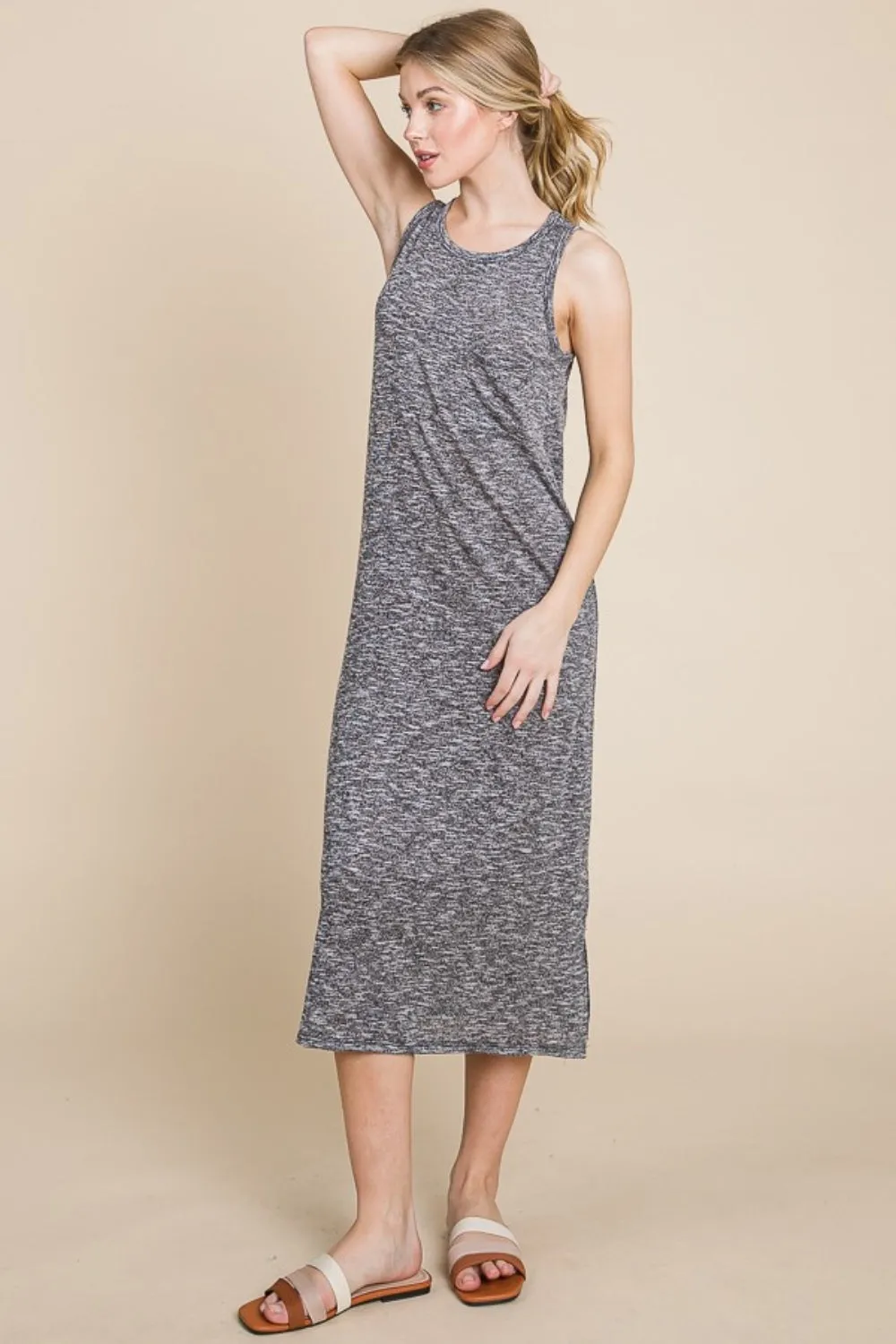 BOMBOM Round Neck Slit Midi Tank Dress sold by Charming Charlie product image thumbnail 4