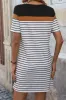 Striped Round Neck Short Sleeve Mini Dress sold by Charming Charlie