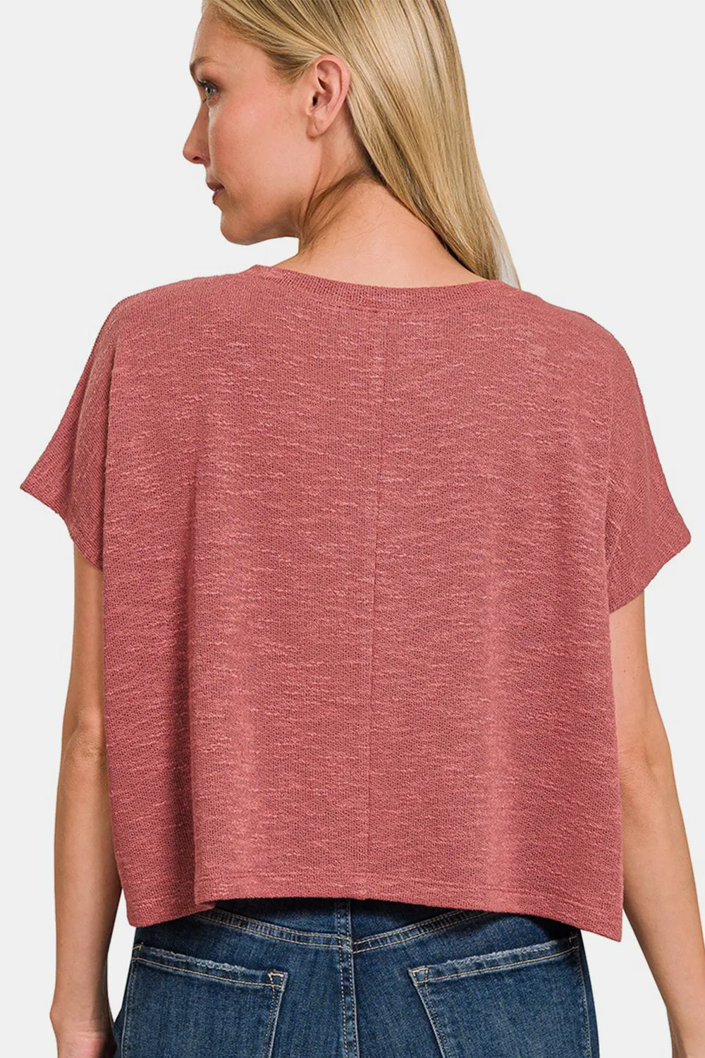 Zenana V-Neck Short Sleeve Crop T-Shirt sold by Charming Charlie product image thumbnail 2