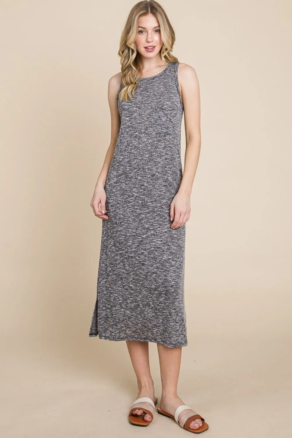 BOMBOM Round Neck Slit Midi Tank Dress sold by Charming Charlie product image thumbnail 5