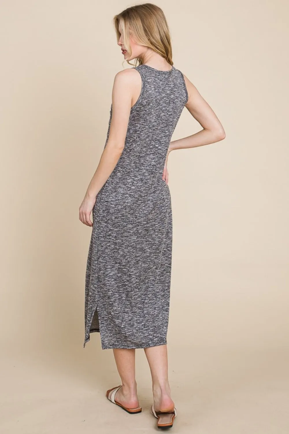 BOMBOM Round Neck Slit Midi Tank Dress sold by Charming Charlie product image thumbnail 2