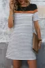 Striped Round Neck Short Sleeve Mini Dress sold by Charming Charlie