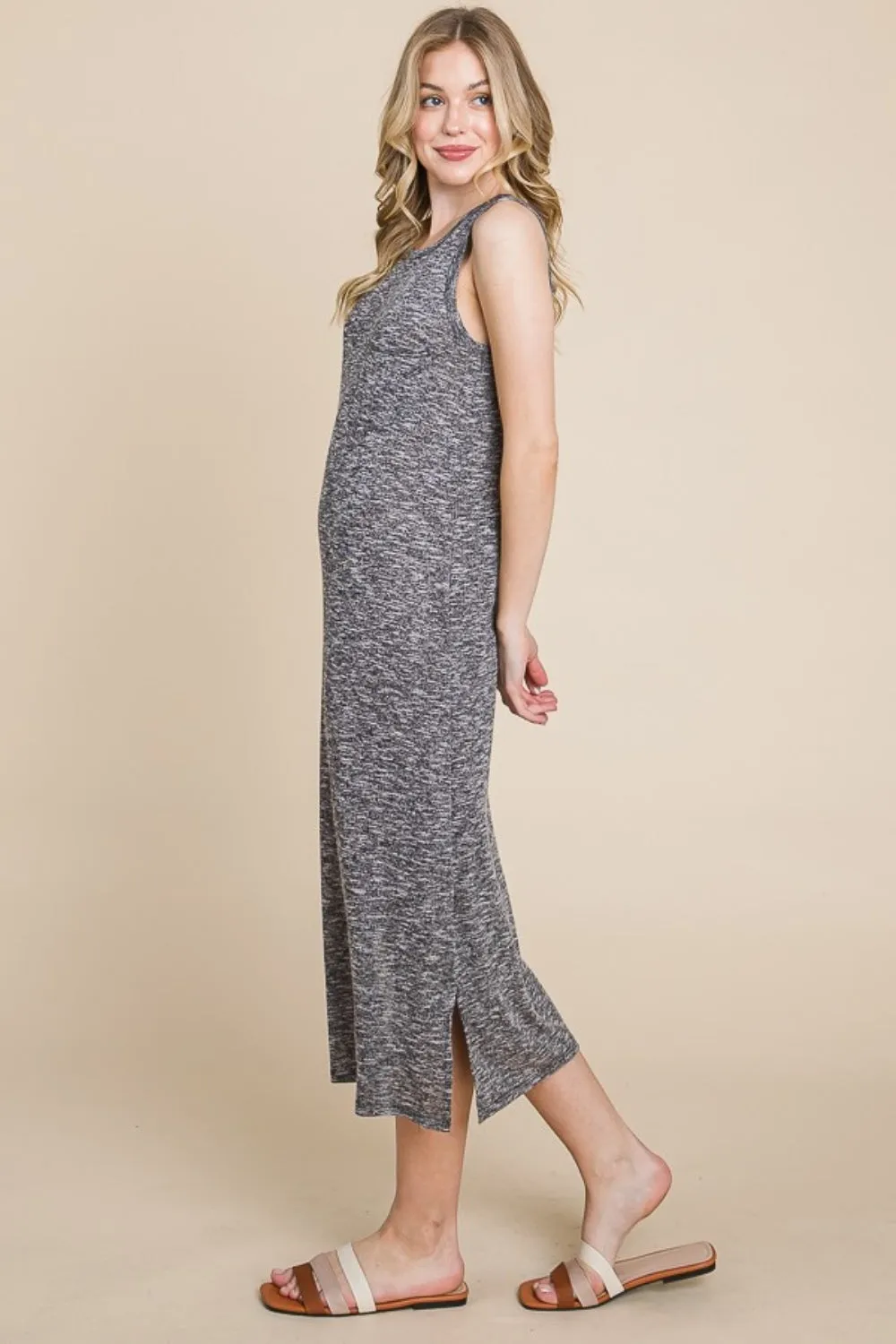 BOMBOM Round Neck Slit Midi Tank Dress sold by Charming Charlie product image thumbnail 3