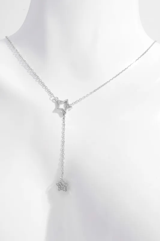 925 Sterling Silver Zircon Star Drop Necklace sold by Charming Charlie