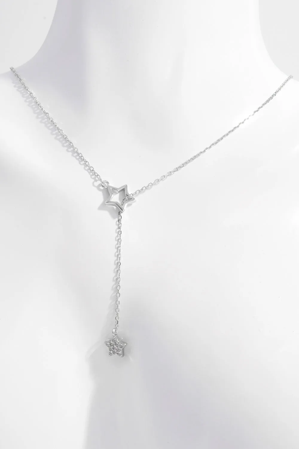 925 Sterling Silver Zircon Star Drop Necklace sold by Charming Charlie
