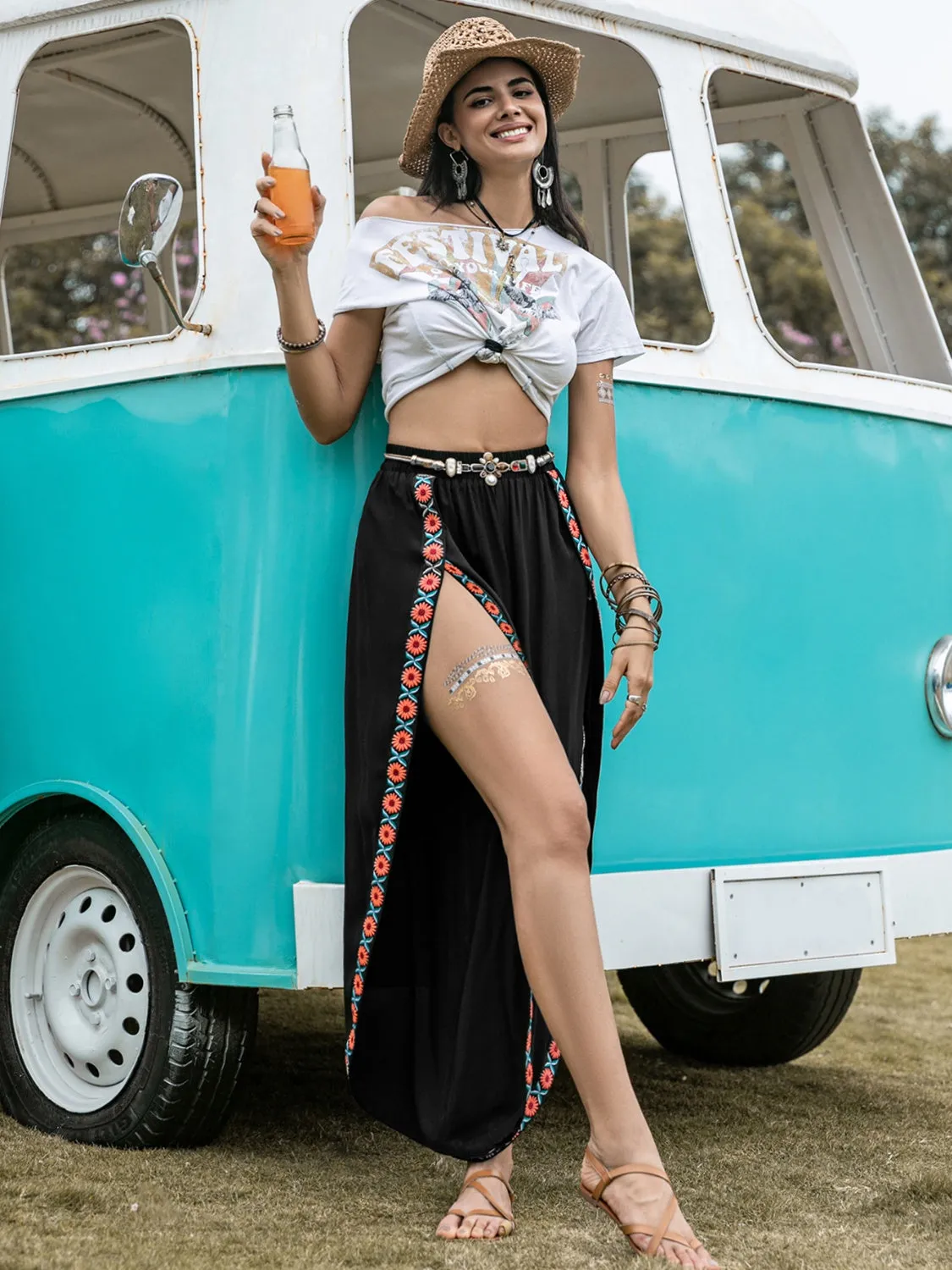 Slit Elastic Waist Wide Leg Pants sold by Charming Charlie product image thumbnail 5