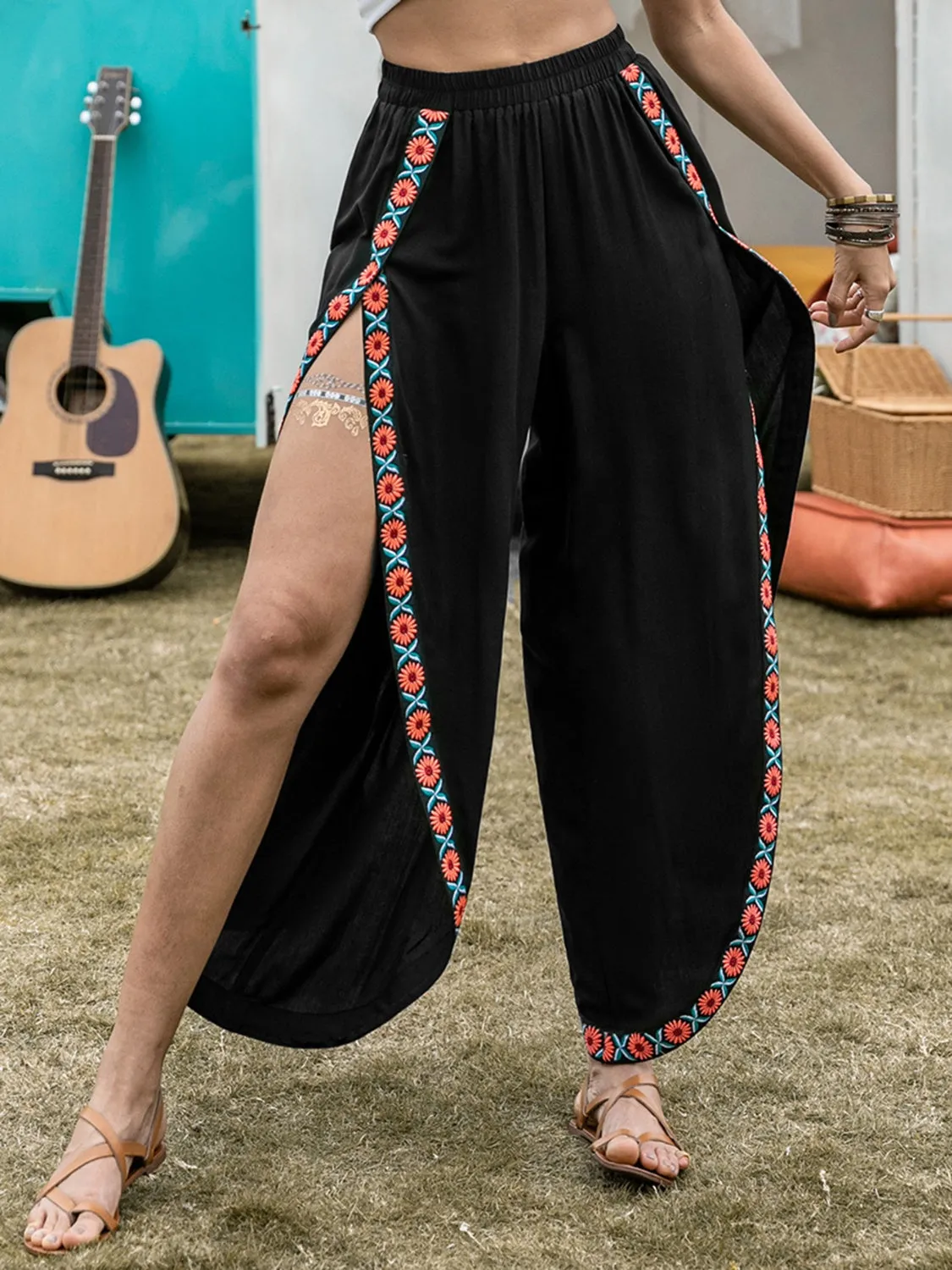 Slit Elastic Waist Wide Leg Pants sold by Charming Charlie product image thumbnail 3