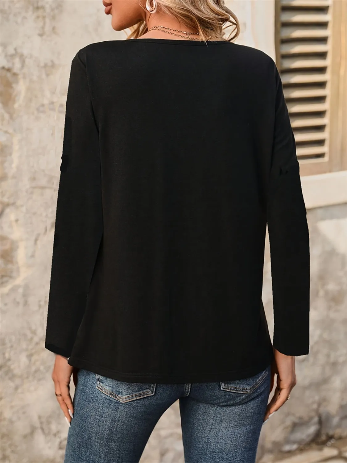 Notched Long Sleeve T-Shirt sold by Charming Charlie product image thumbnail 3