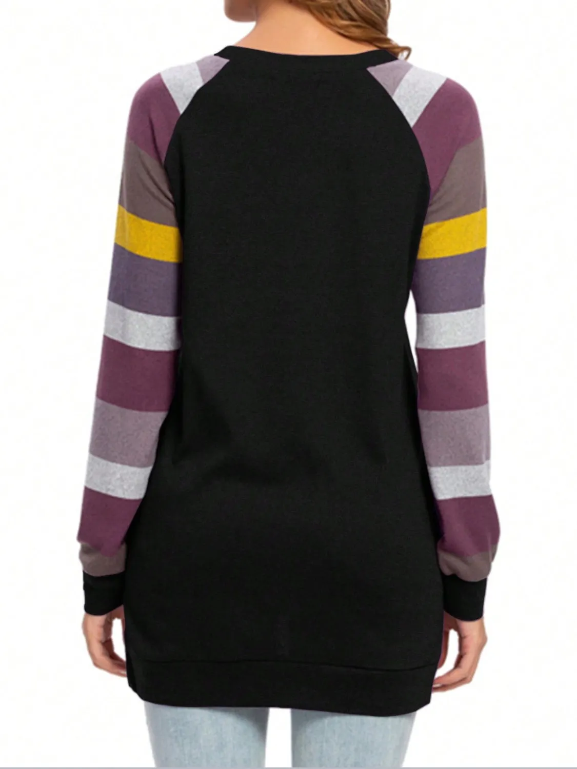 Color Block Round Neck Long Sleeve T-Shirt sold by Charming Charlie product image thumbnail 2