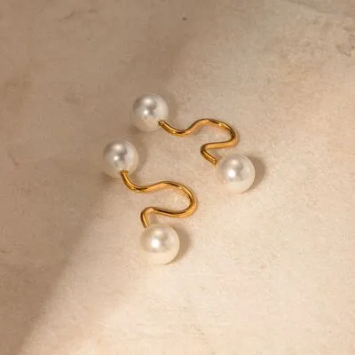 Stainless Steel Imitation Pearl Cuff Earrings sold by Charming Charlie product image thumbnail 2