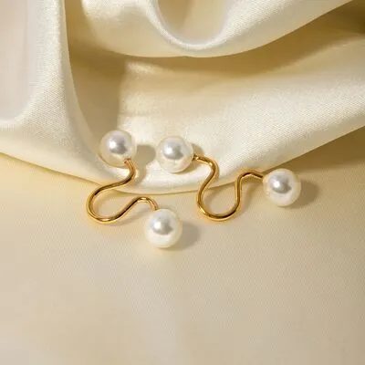 Stainless Steel Imitation Pearl Cuff Earrings sold by Charming Charlie product image thumbnail 3