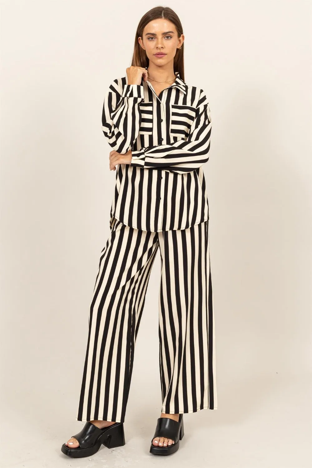 HYFVE Striped Button Up Shirt and Pants Set sold by Charming Charlie
