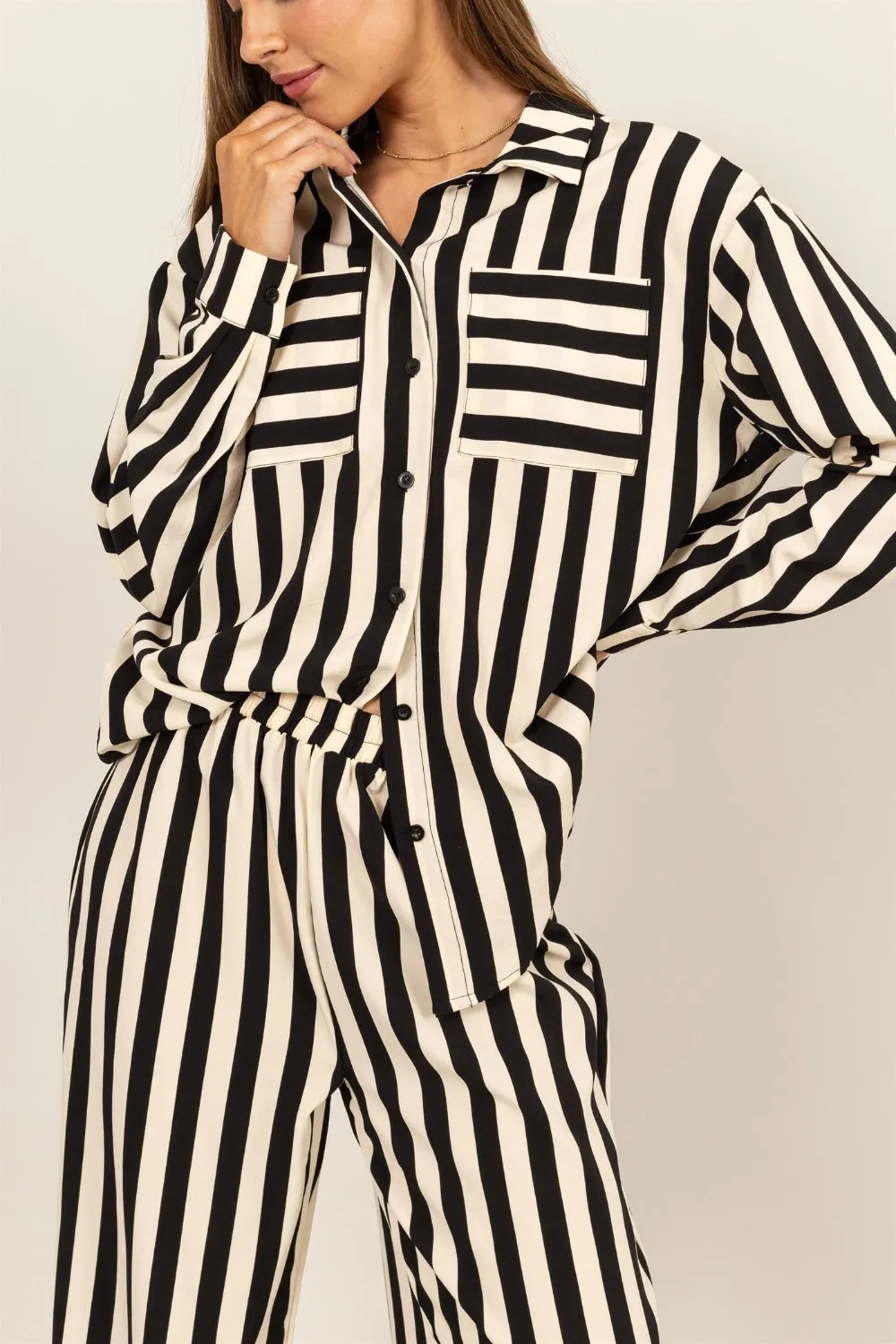 HYFVE Striped Button Up Shirt and Pants Set sold by Charming Charlie product image thumbnail 5