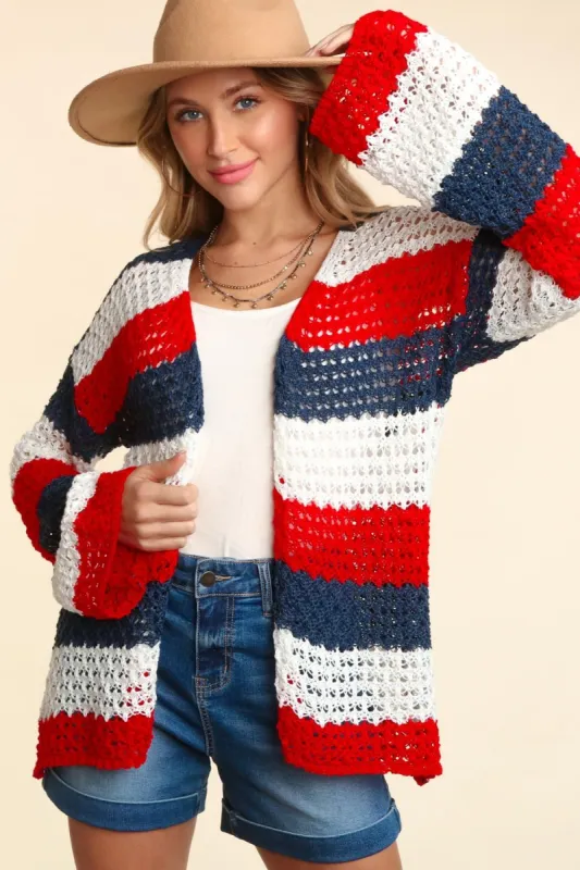 Haptics Full Size Open Front Long Sleeve Stripe Cardigan sold by Charming Charlie
