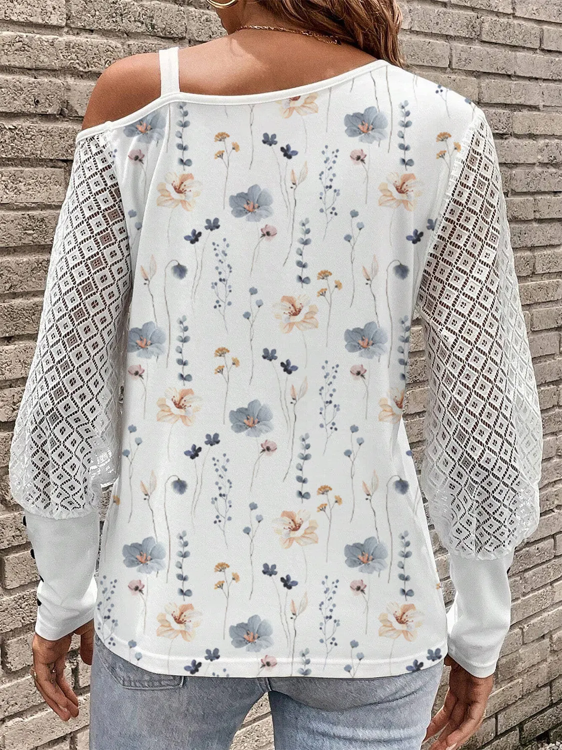 Printed Asymmetrical Neck Lantern Sleeve T-Shirt sold by Charming Charlie product image thumbnail 2