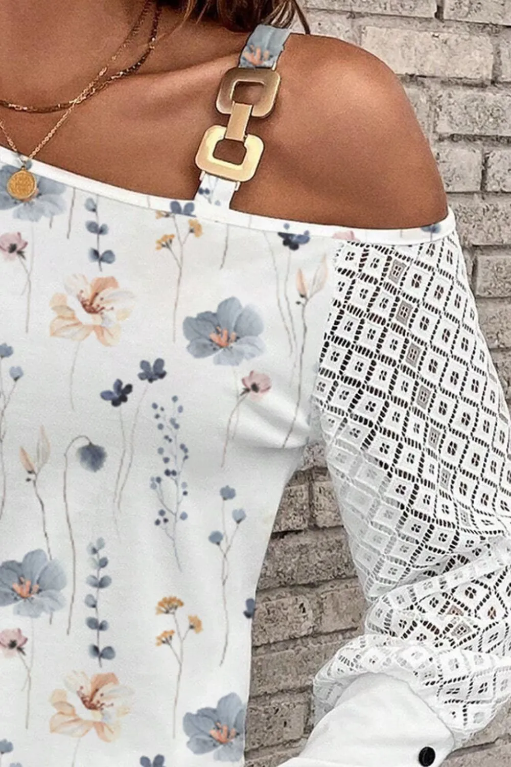 Printed Asymmetrical Neck Lantern Sleeve T-Shirt sold by Charming Charlie product image thumbnail 3