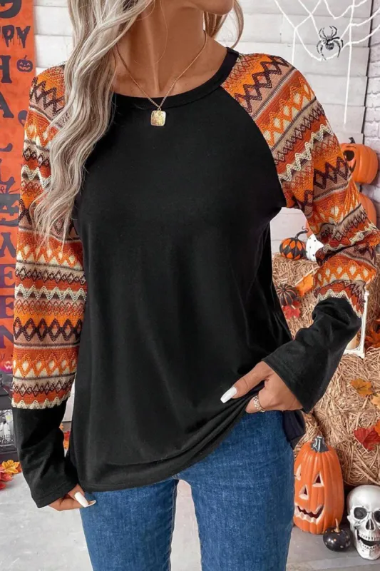 Printed Round Neck Long Sleeve Top sold by Charming Charlie