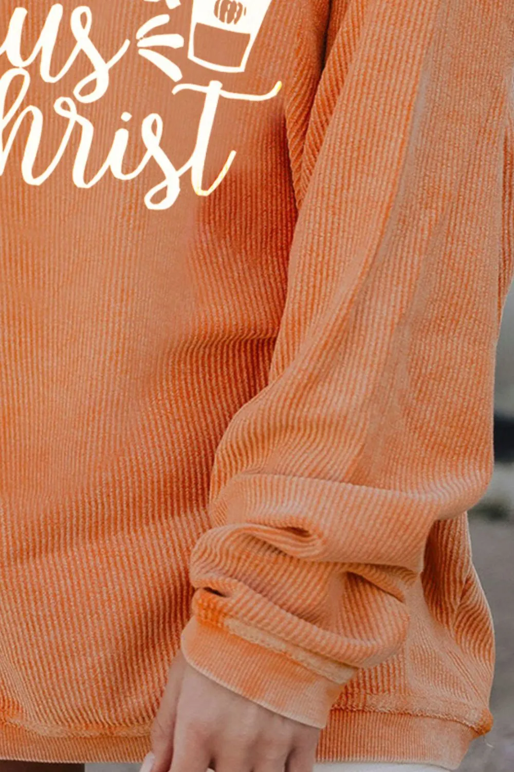 Letter Graphic Round Neck Long Sleeve Oversize Sweatshirt sold by Charming Charlie product image thumbnail 3