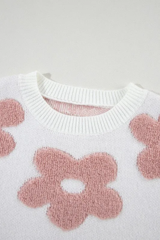 Women Flower Drop Shoulder Loose Sweater sold by Charming Charlie product image thumbnail 4