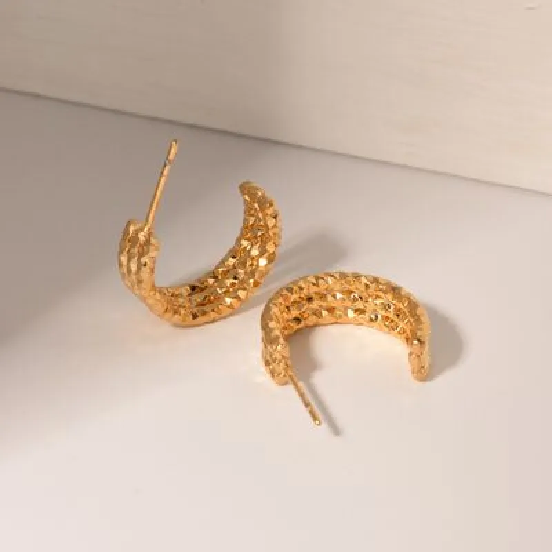 18K Gold-Plated Stainless Steel C-Hoop Earrings sold by Charming Charlie