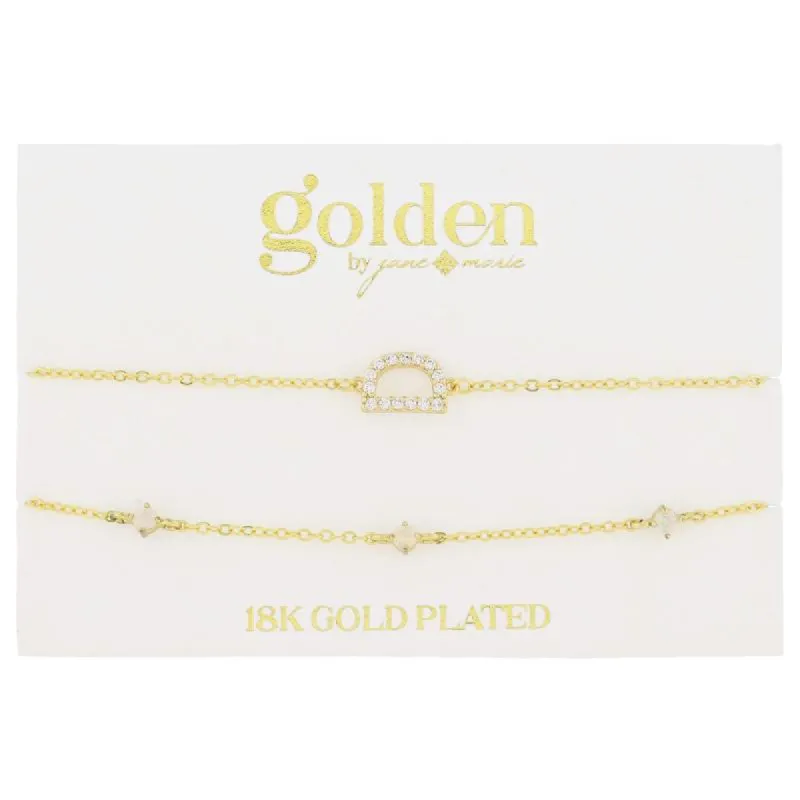7" Around 18K Gold Plated Set of 2, Cubic Zirconia Pave "D" Initial, Multi Opals Bracelet, 1.5" Ext sold by Charming Charlie