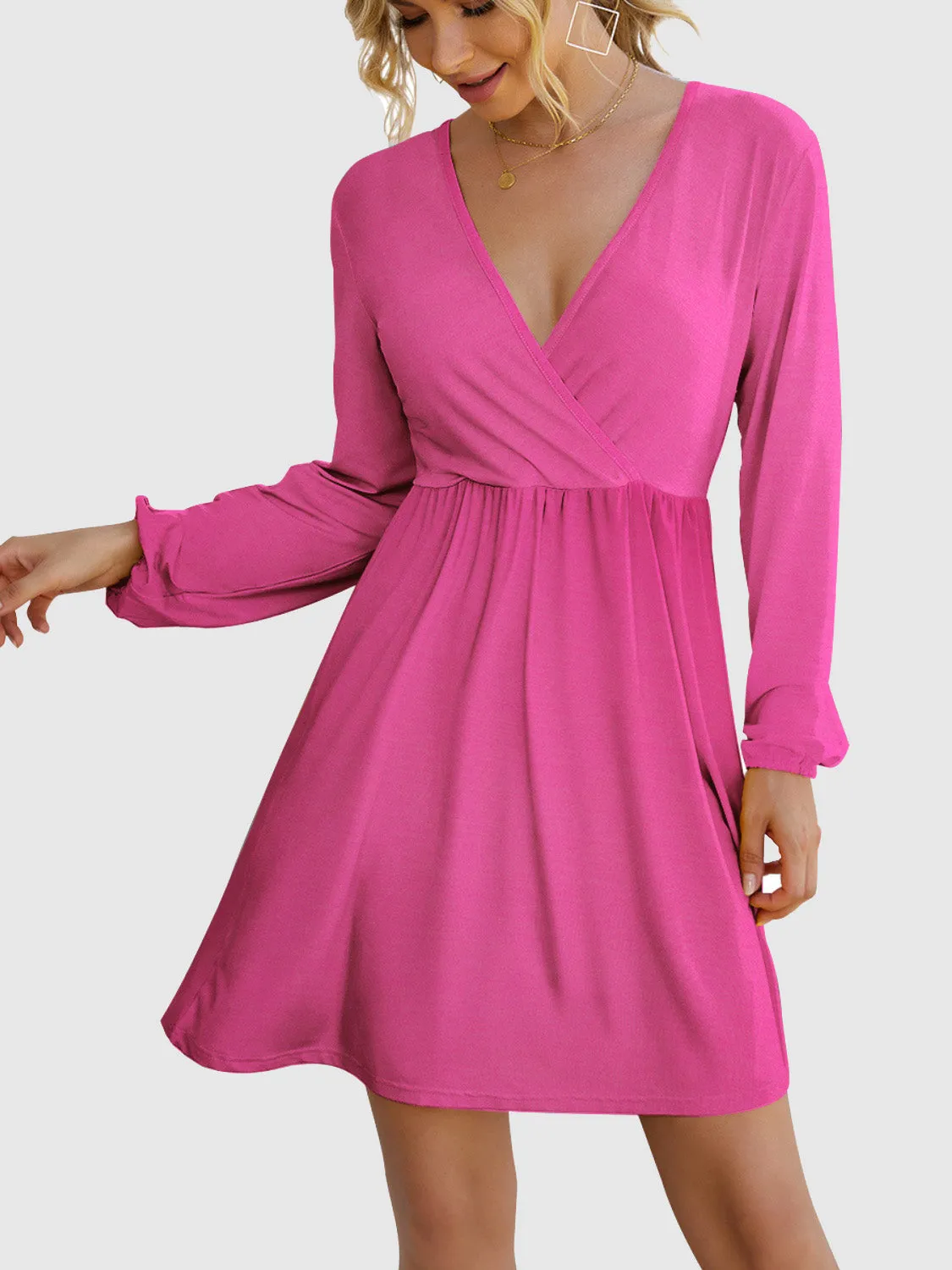 Surplice Long Sleeve Mini Dress sold by Charming Charlie