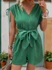 Drawstring Surplice Cap Sleeve Romper sold by Charming Charlie