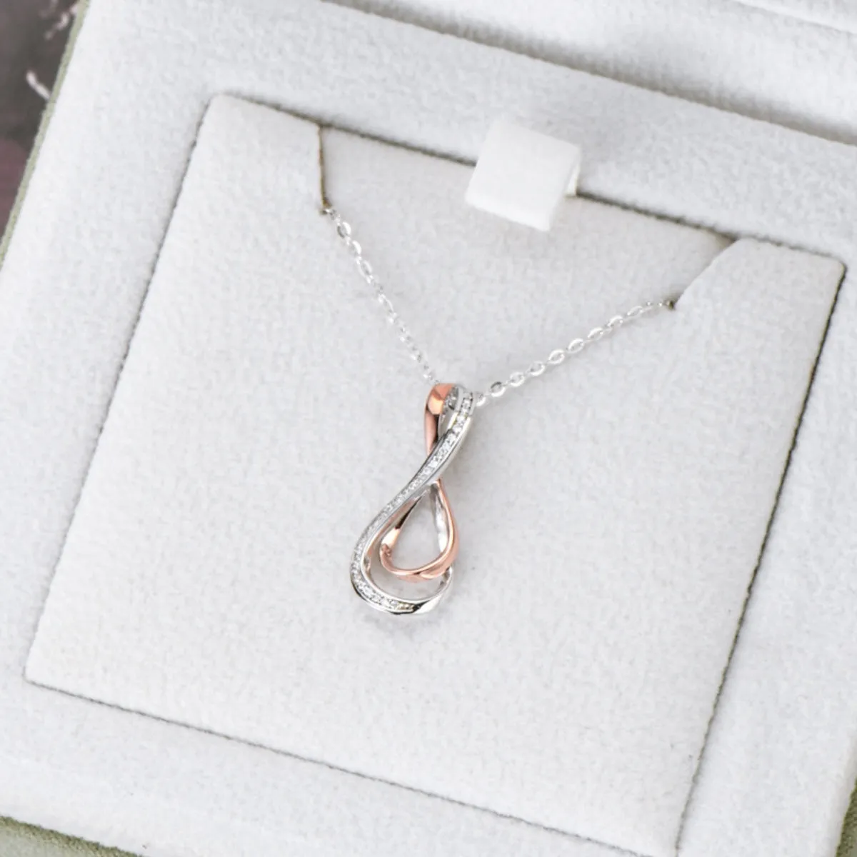 925 Sterling Silver Inlaid Moissanite Infinity Pendant Necklace sold by Charming Charlie product image thumbnail 3