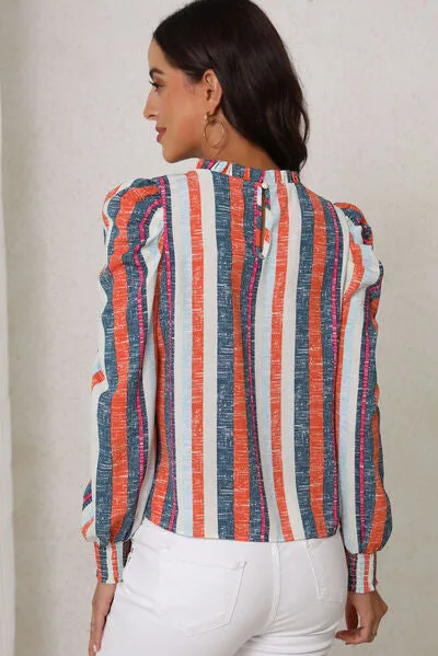 Striped Round Neck Long Sleeve Blouse sold by Charming Charlie product image thumbnail 4