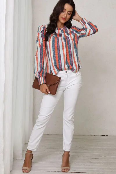 Striped Round Neck Long Sleeve Blouse sold by Charming Charlie product image thumbnail 5