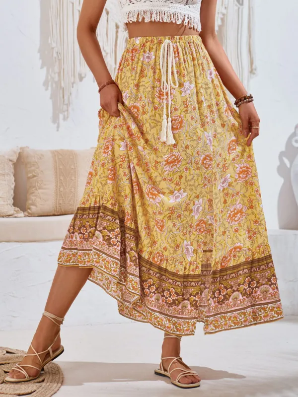 Tied Printed Midi Skirt sold by Charming Charlie