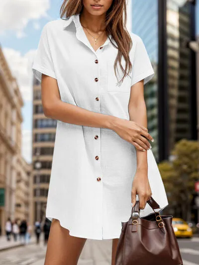 Pocketed Button Up Short Sleeve Dress sold by Charming Charlie product image thumbnail 4