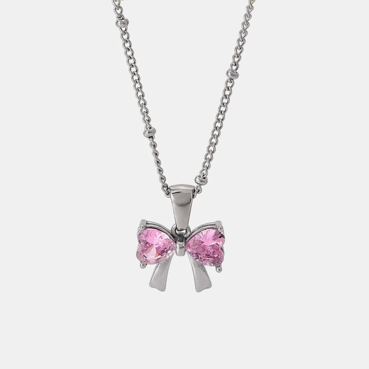 Stainless Steel Inlaid Zircon Bow Necklace sold by Charming Charlie product image thumbnail 5