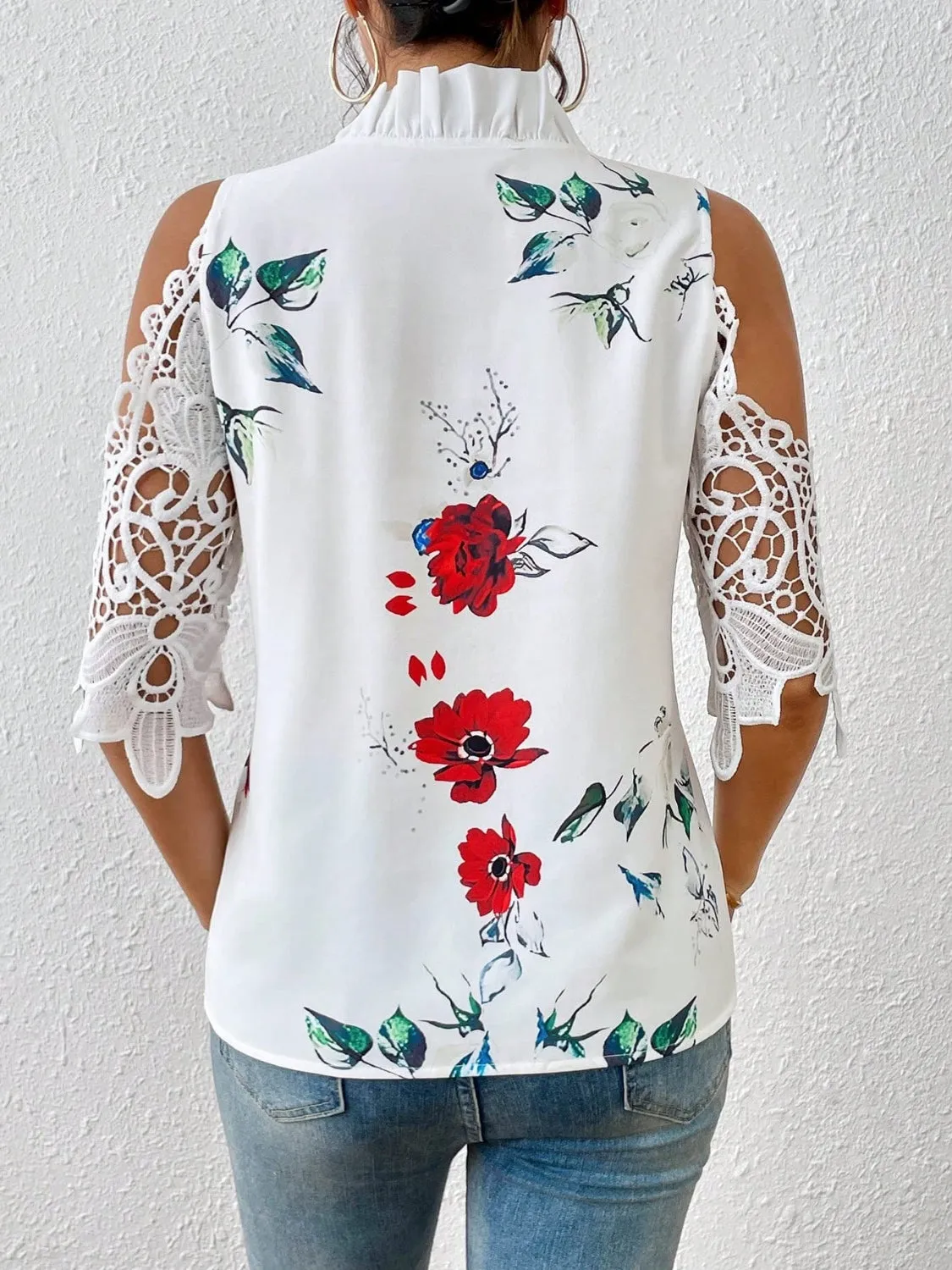Full Size Lace Printed Half Sleeve Blouse sold by Charming Charlie product image thumbnail 4