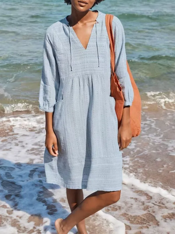 Full Size Tied Three-Quarter Sleeve Mini Dress sold by Charming Charlie