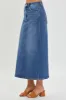 RISEN High Rise Back Slit Denim Skirt sold by Charming Charlie