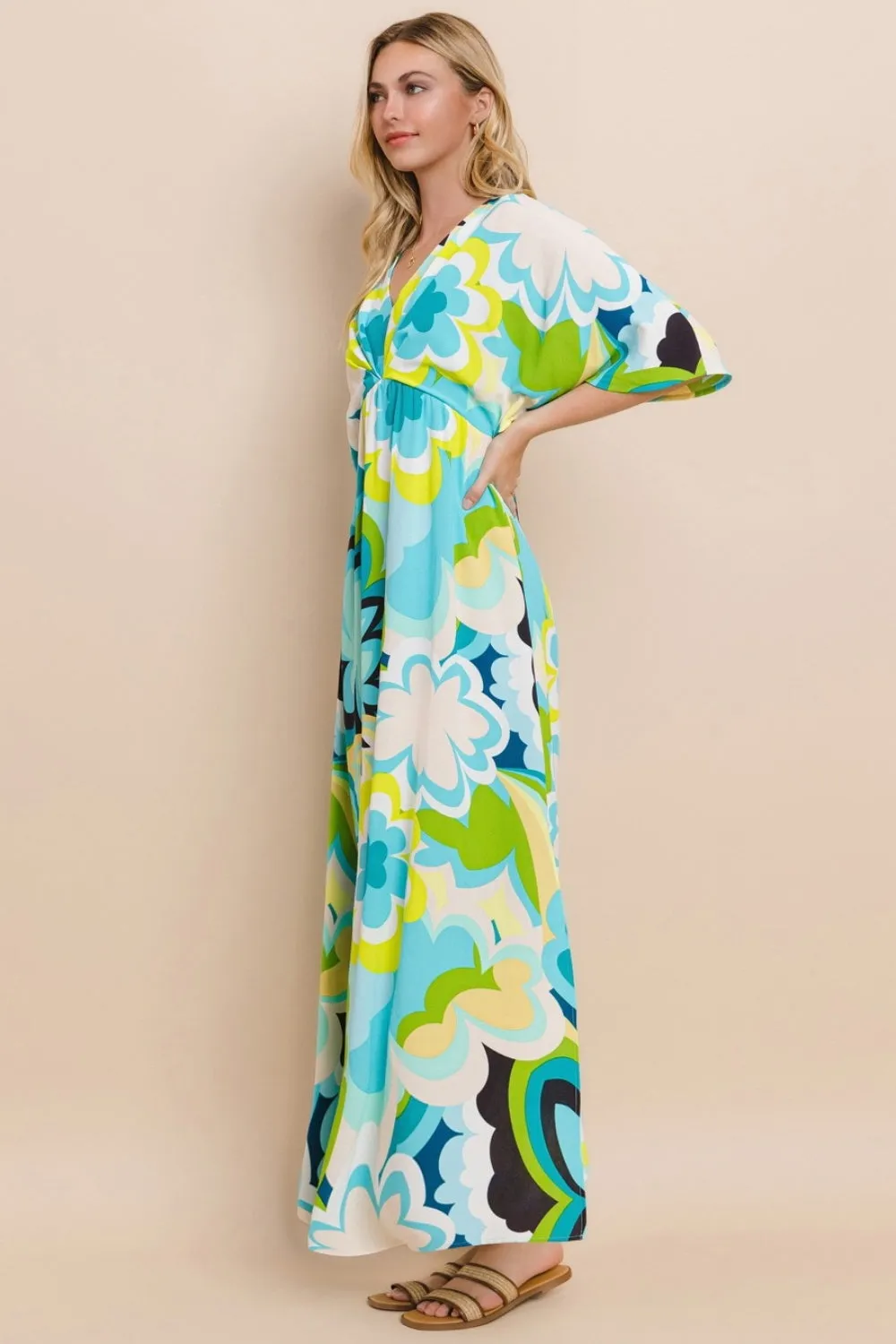 ODDI Floral Printed Slit Maxi Dress sold by Charming Charlie product image thumbnail 3