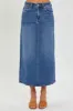 RISEN High Rise Back Slit Denim Skirt sold by Charming Charlie