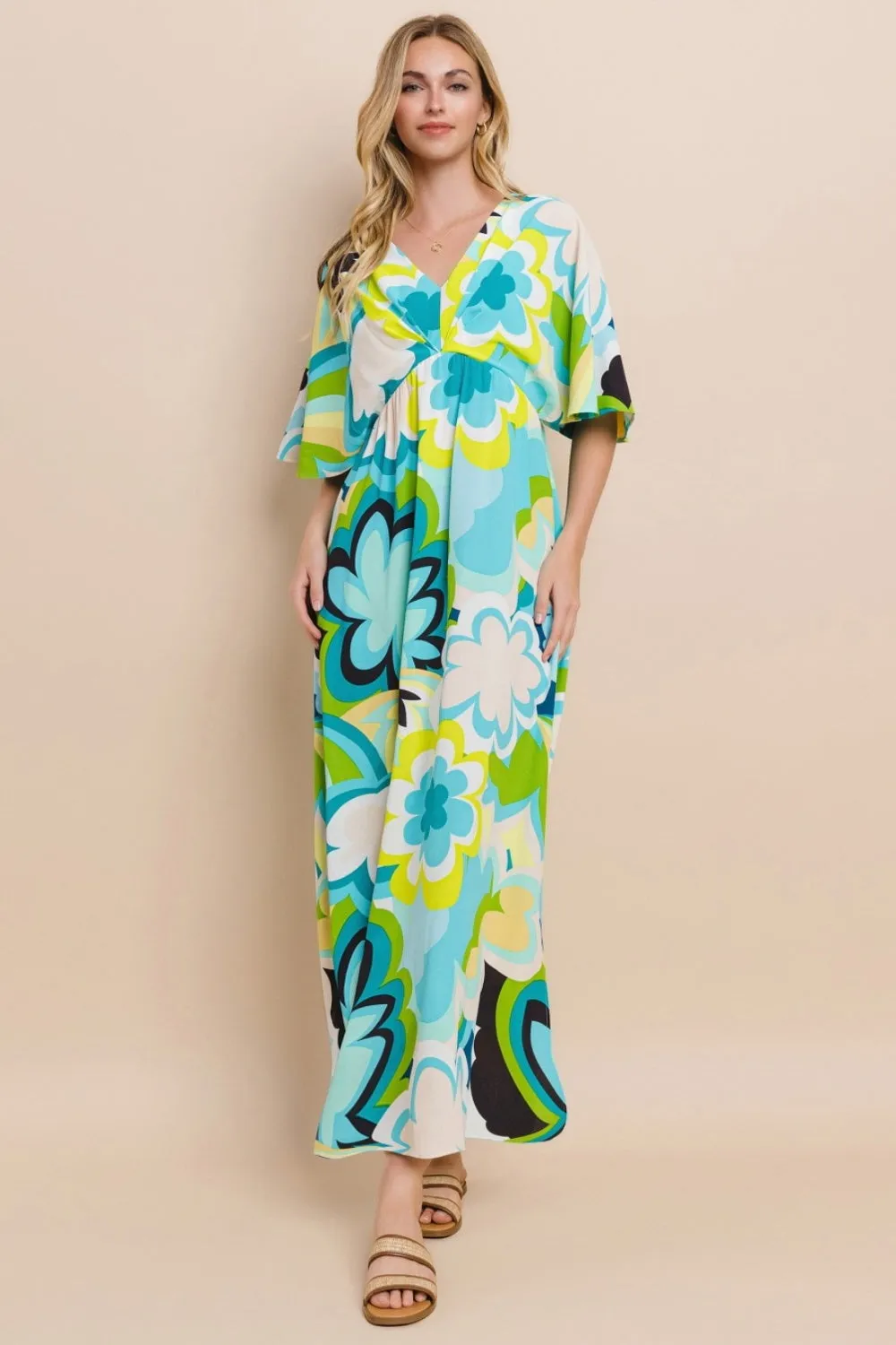 ODDI Floral Printed Slit Maxi Dress sold by Charming Charlie product image thumbnail 4