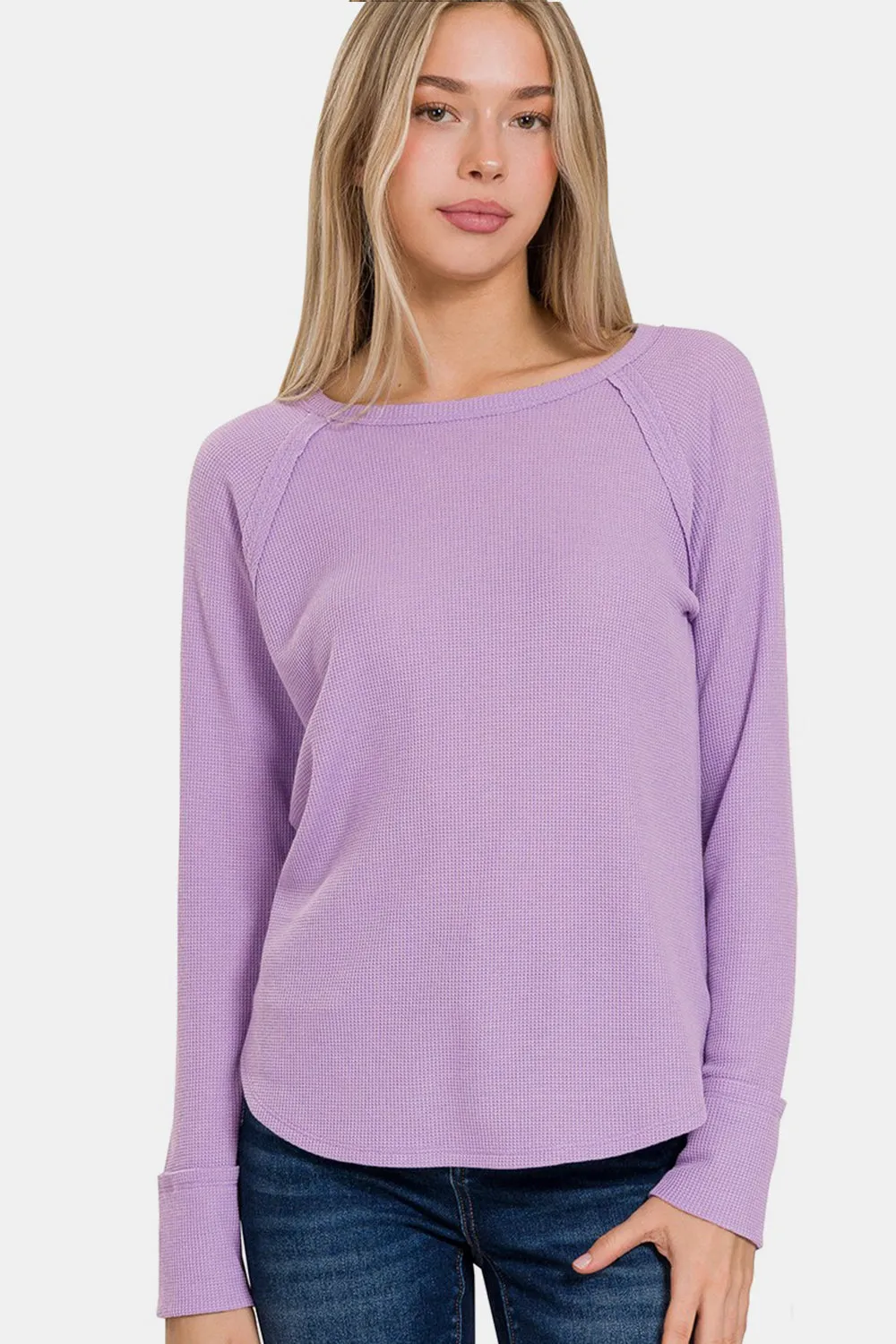 Zenana Waffle Long Sleeve T-Shirt sold by Charming Charlie