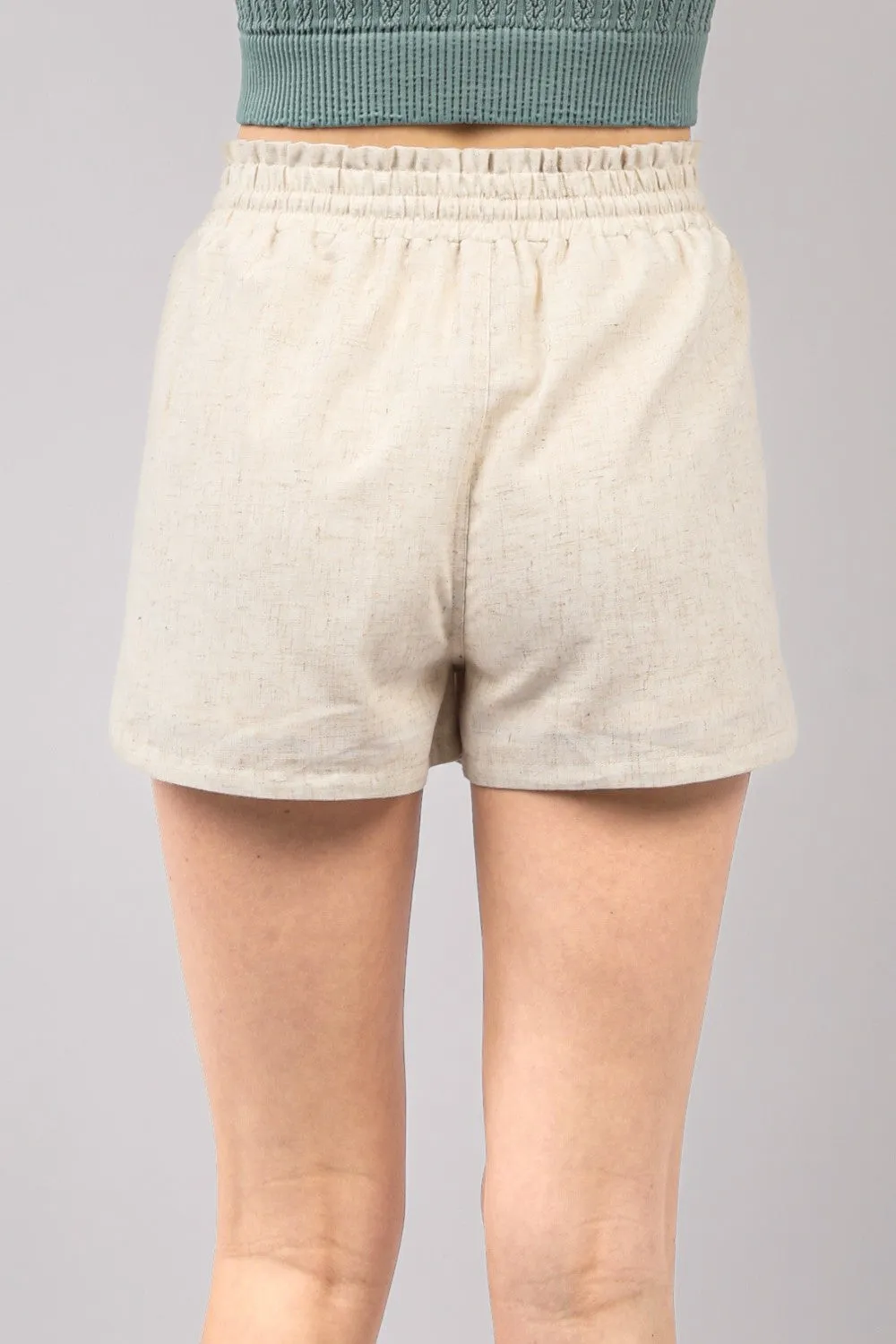 VERY J Drawstring Elastic Waist Linen Shorts sold by Charming Charlie product image thumbnail 2