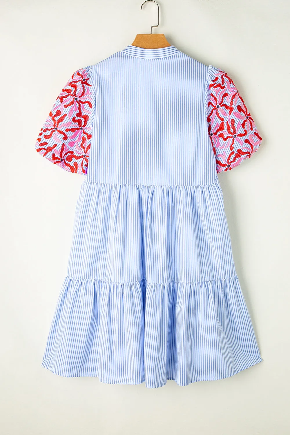 Embroidered Striped Notched Short Sleeve Dress sold by Charming Charlie product image thumbnail 3