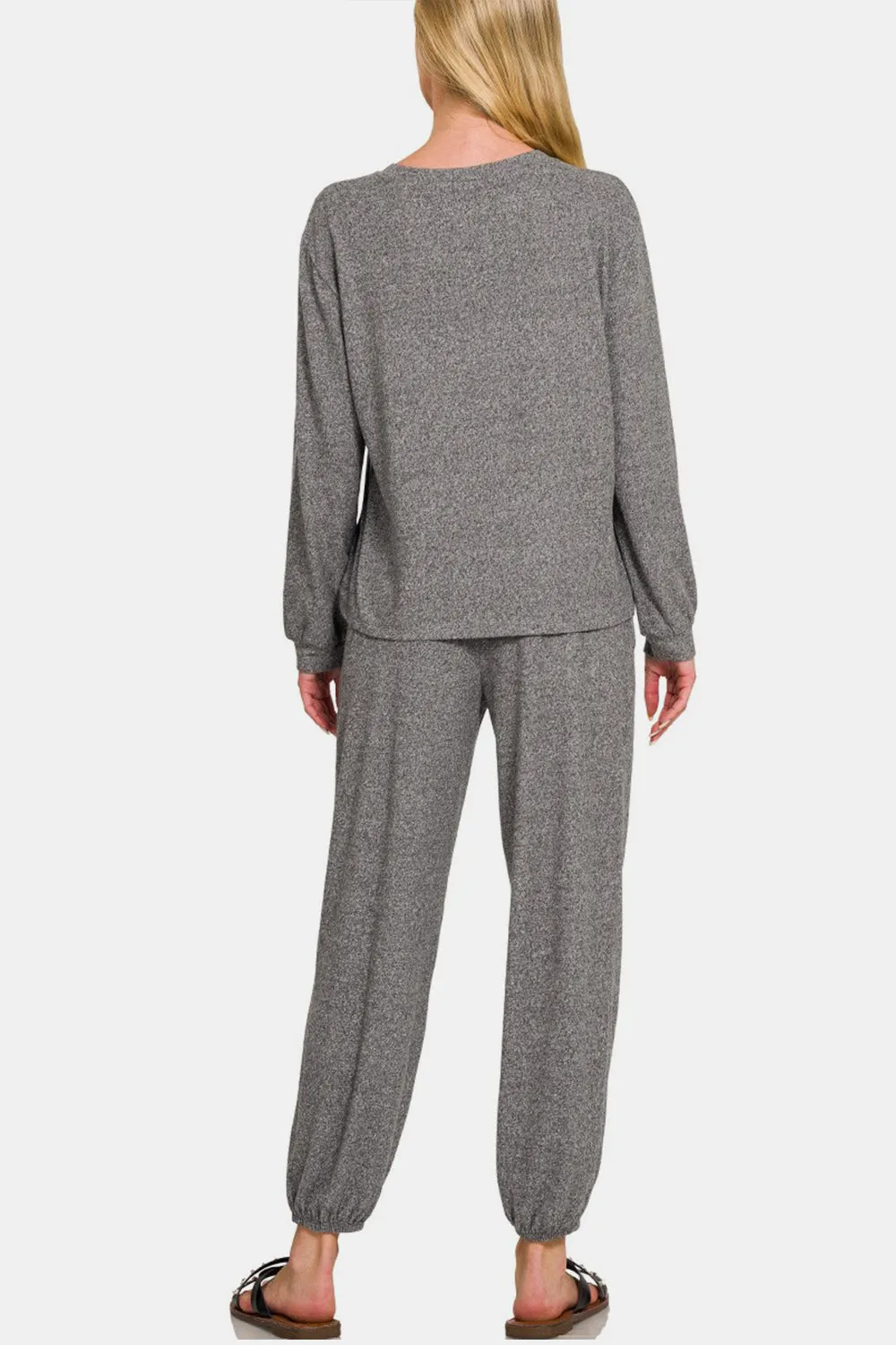 Zenana Round Neck T-Shirt and Joggers Set sold by Charming Charlie product image thumbnail 2