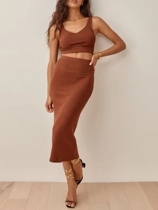 Wide Strap Top and High Waist Skirt Set sold by Charming Charlie