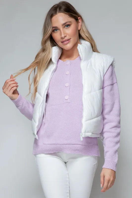 Snobbish Zip Up Turtleneck Shiny Quilted Vest sold by Charming Charlie