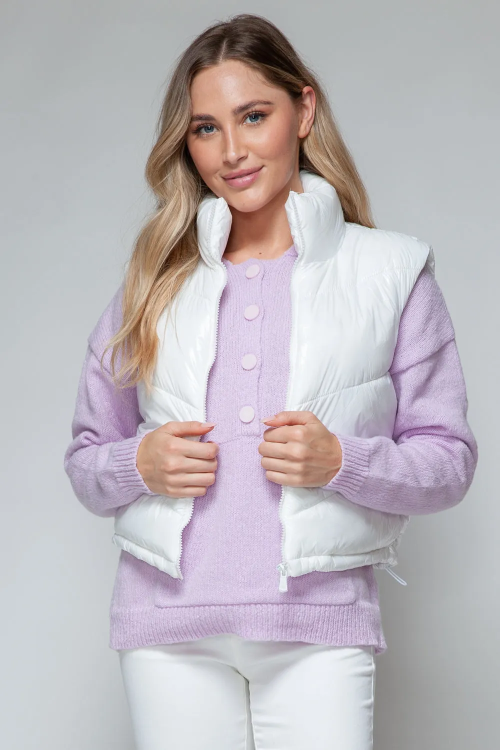 Snobbish Zip Up Turtleneck Shiny Quilted Vest sold by Charming Charlie product image thumbnail 5