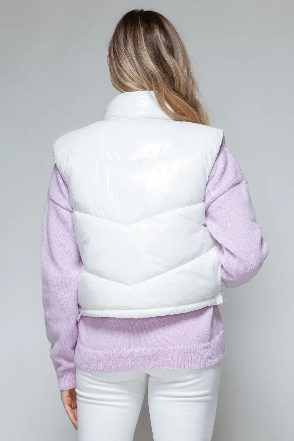 Snobbish Zip Up Turtleneck Shiny Quilted Vest sold by Charming Charlie product image thumbnail 2