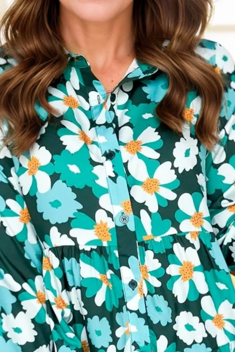 Printed Collared Neck Lantern Sleeve Mini Dress sold by Charming Charlie product image thumbnail 2