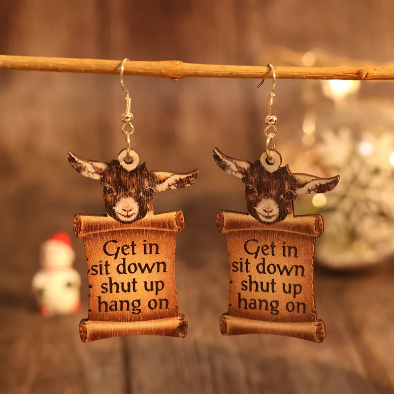 Donkey Letter Wooden Dangle Earrings sold by Charming Charlie