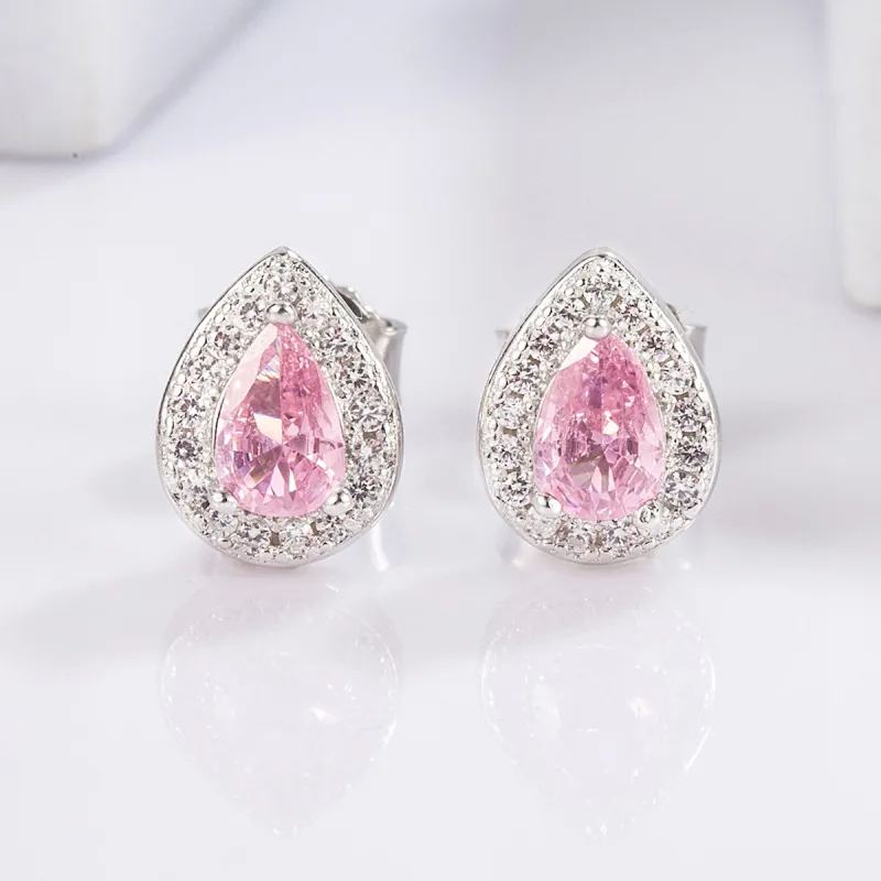 925 Sterling Silver Rhinestone Zircon Teardrop Shape Earrings sold by Charming Charlie